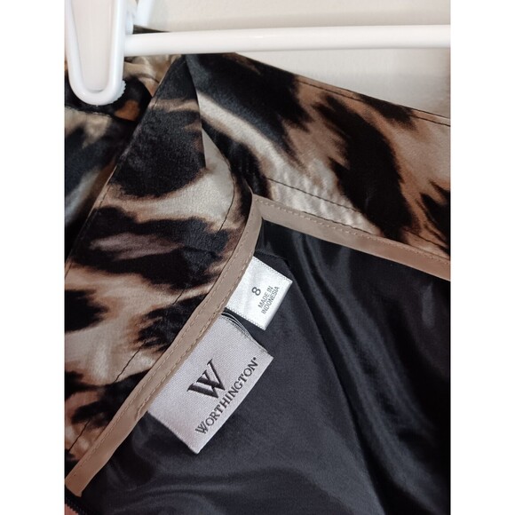 Worthington Animal Leapord Print Straight Skirt Tiered Front Size 8 - Picture 4 of 5